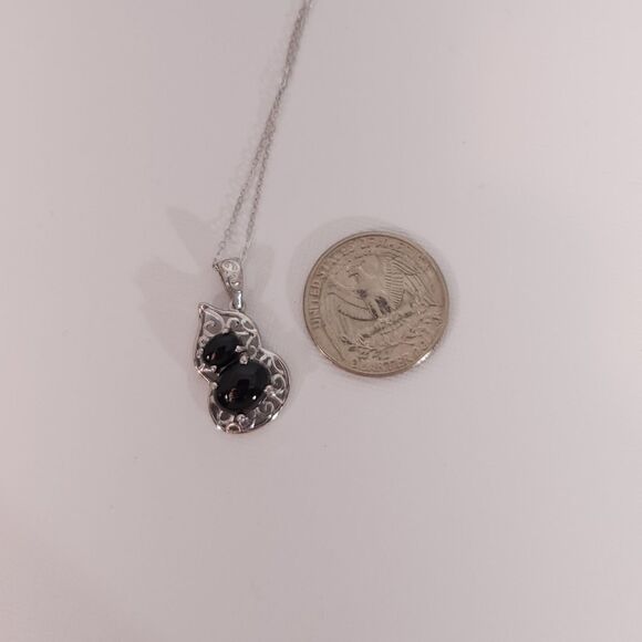 Australian Black Tourmaline Pendant Necklace Sterling Silver - Picture 10 of 12